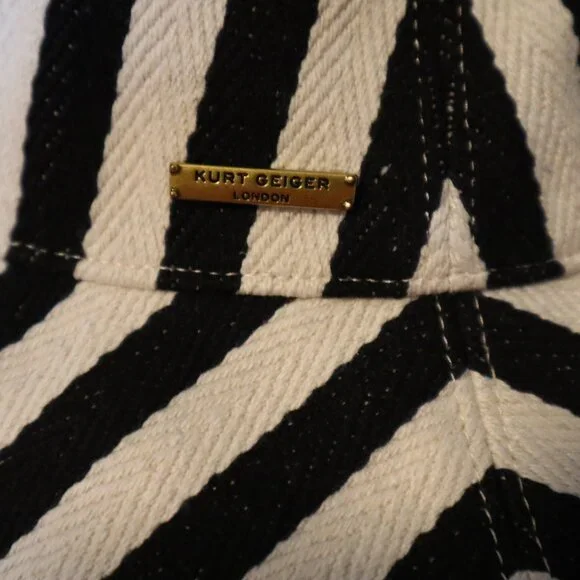 Kurt Geiger Black & White Striped Bucket Hat - Picture 6 of 6